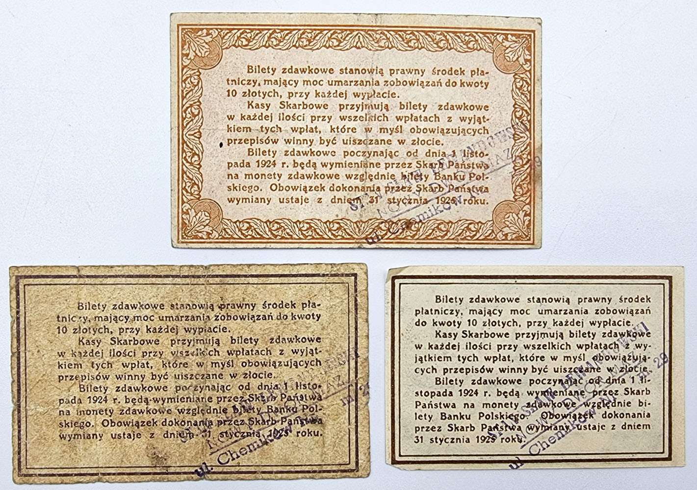 10, 20, 50 groszy 1924, zestaw 3 sztuk